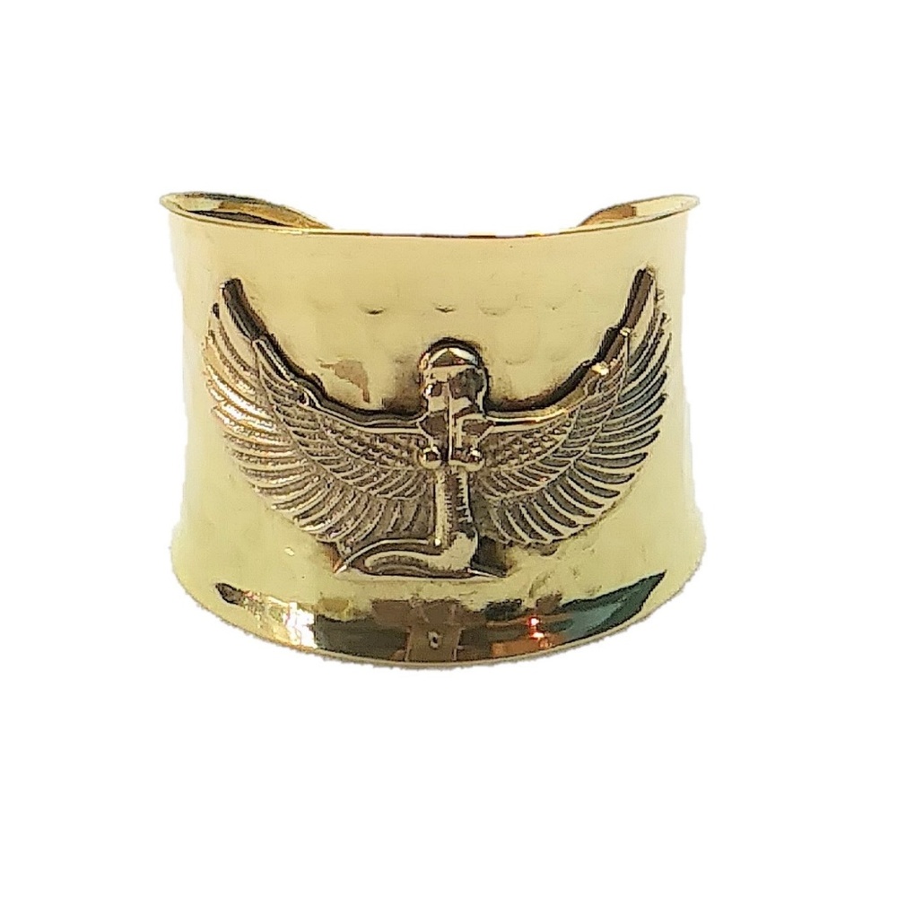 Brass Isis Ma'at Cuff Bracelet